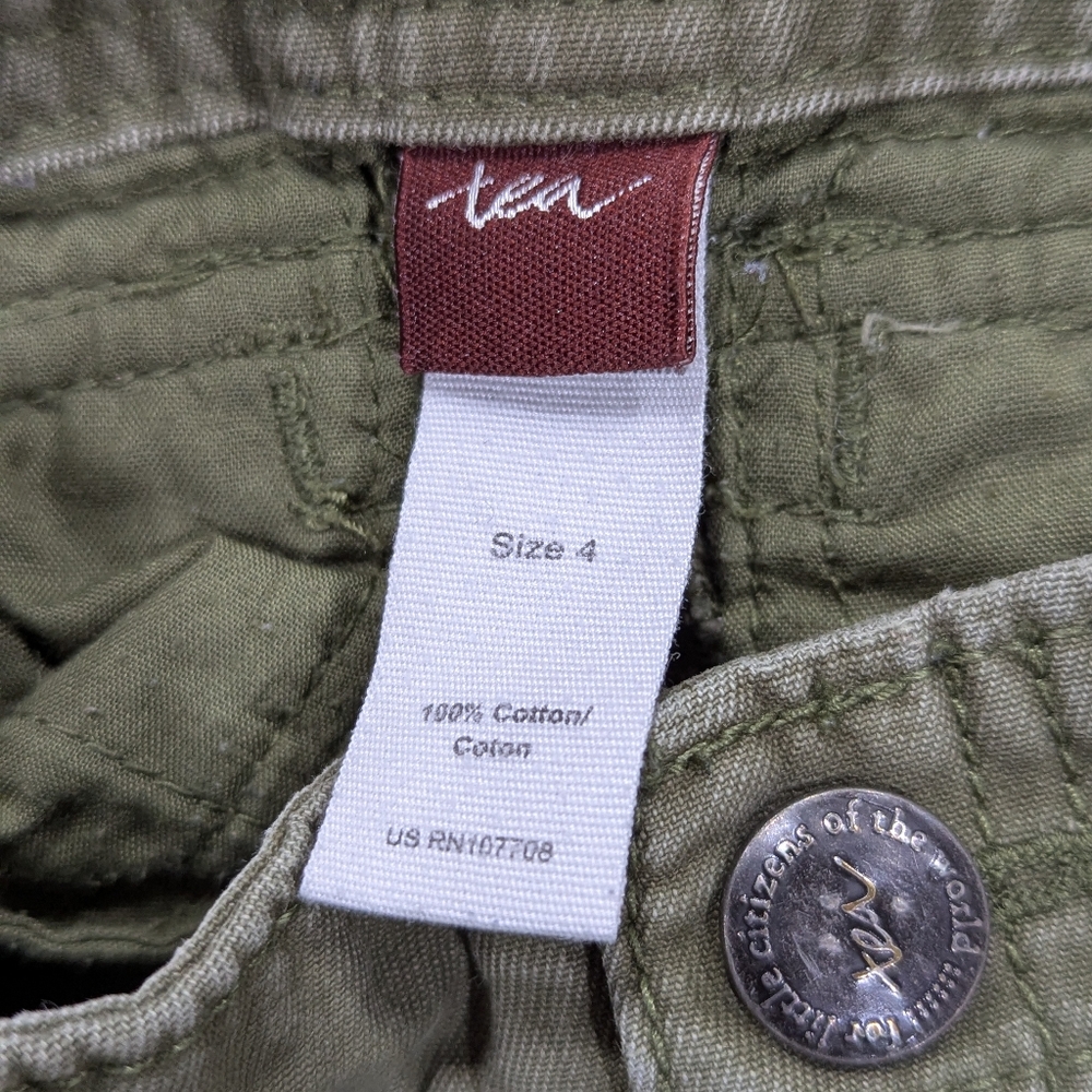 Tea Collection Olive Green Cargo Pants 100% Cotton Boys Kids Toddler Size 4 - Picture 4 of 7